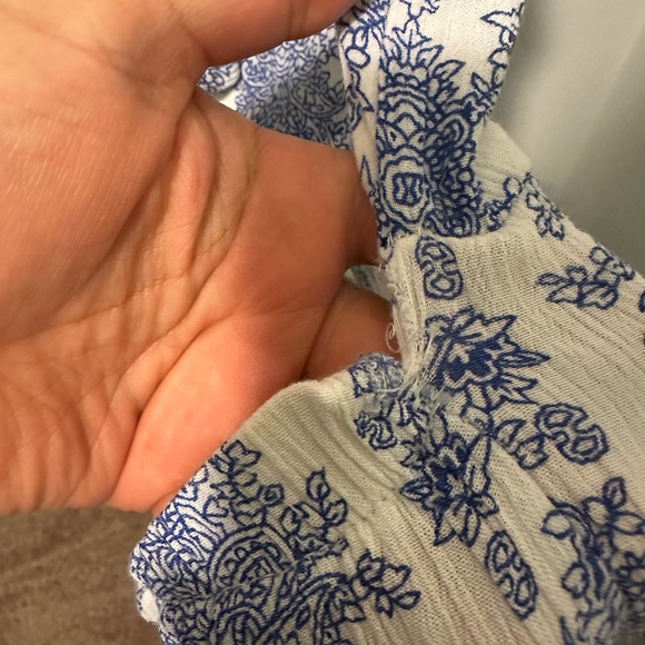 Blue and white printer romper. Women’s size small - Picture 3 of 4